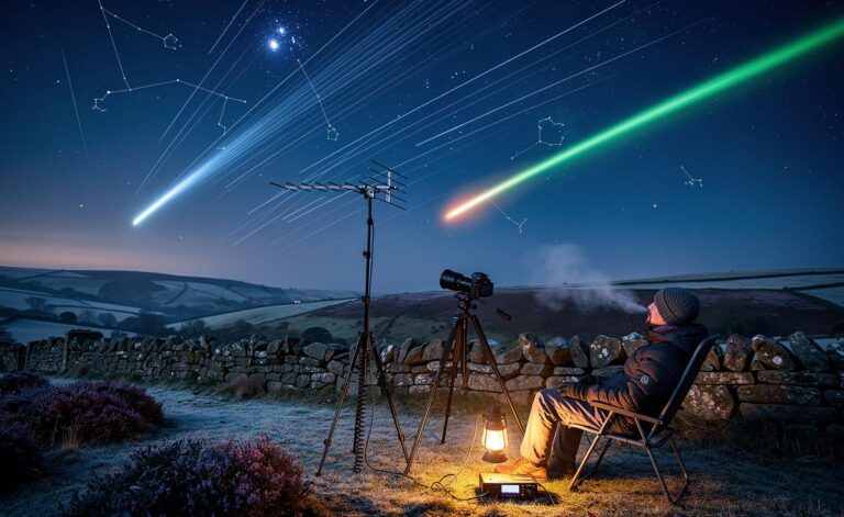 Illustration of November meteor showers featuring Leonids and Taurids, revealing their hidden scientific message in the UK night sky